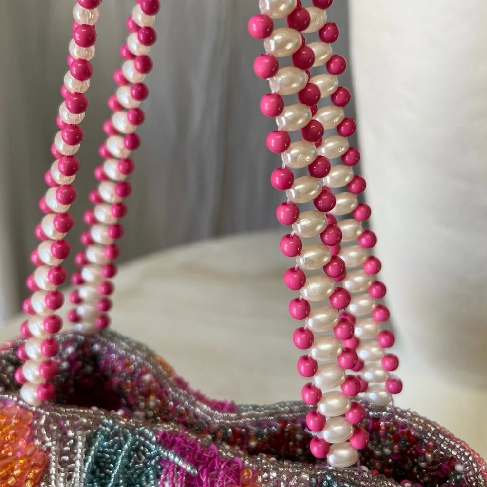 NWT! Handcrafted Colorful Beaded Shoulder Bag - Picture 3 of 6